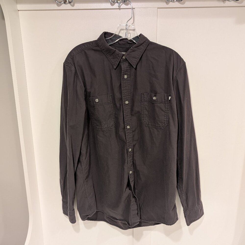 Men's Timberland Long Sleeve Button Down Casual Shirt, Dark Grey, L
